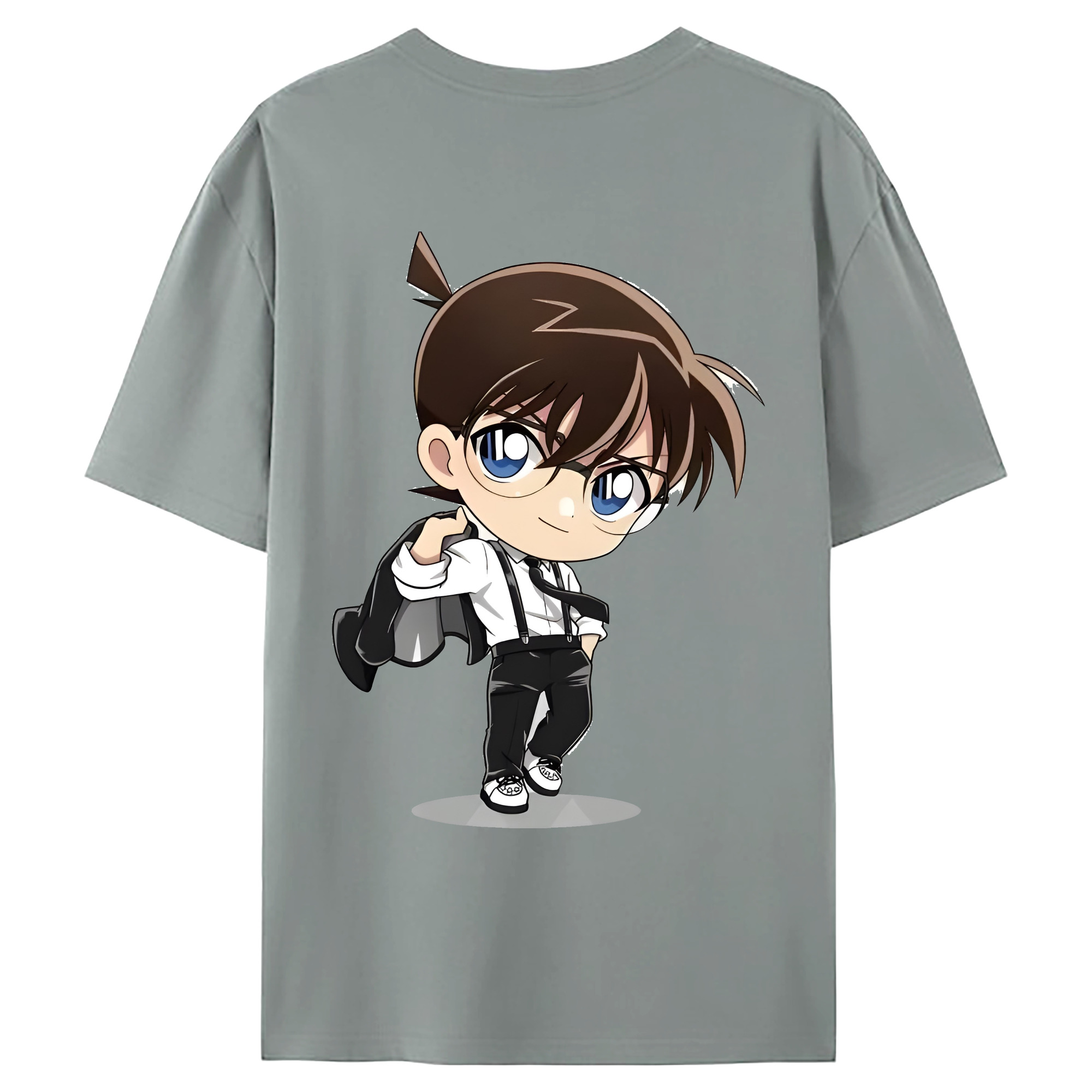 （画像用） 名探偵コナン 江戸川 コナン Detective Conan Conan Edogawa 綿100％ メンズ半袖Tシャツ（バックプリント） 通気性